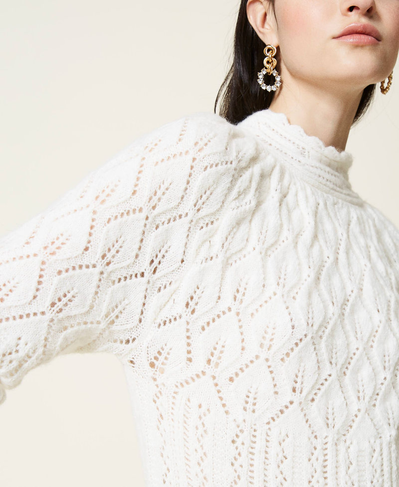 Jersey calado de mezcla de lana White Nieve Mujer 212TT3280-04