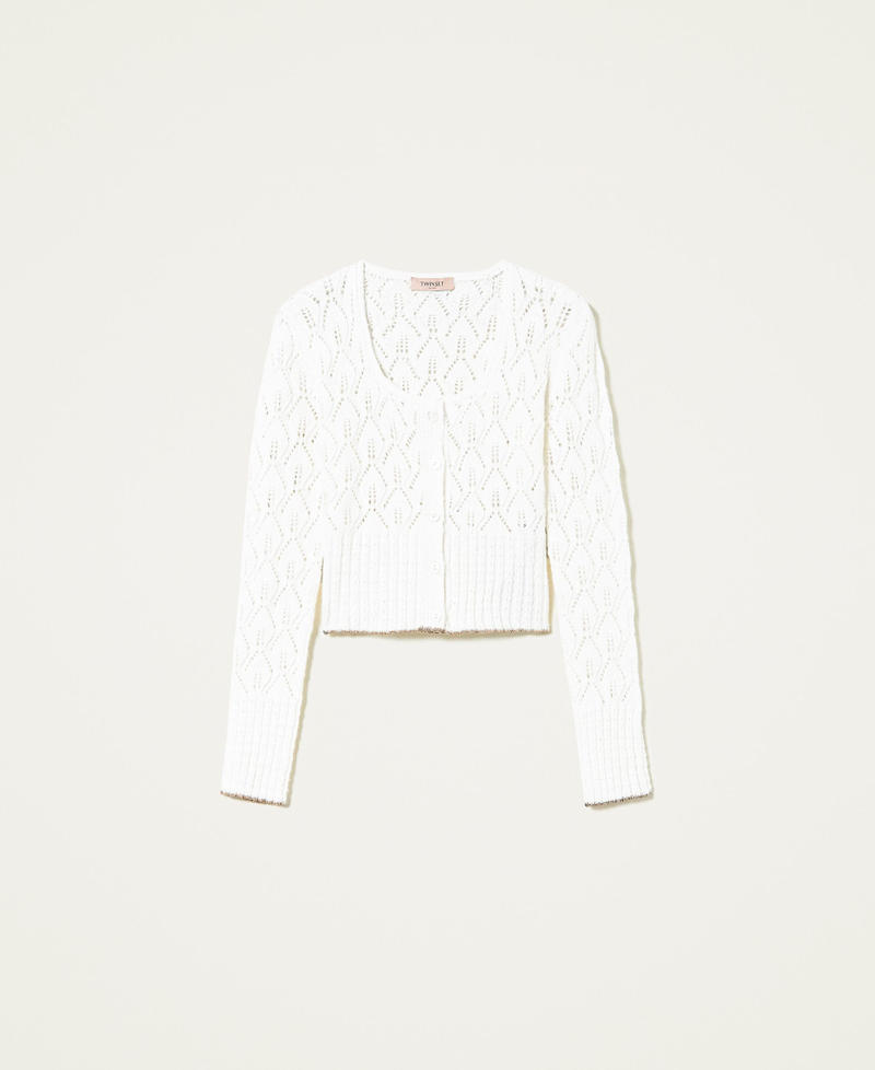 Wool blend openwork cardigan White Snow Woman 212TT3281-0S