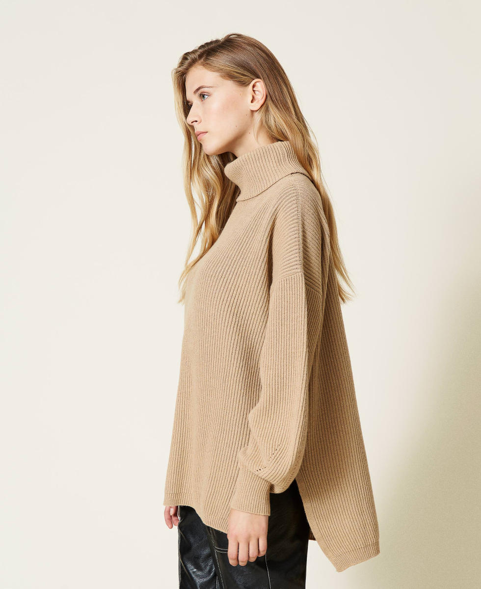 Wool blend ribbed maxi jumper &ldquo;Golden Rock&rdquo; Beige Woman 212TT3302-01