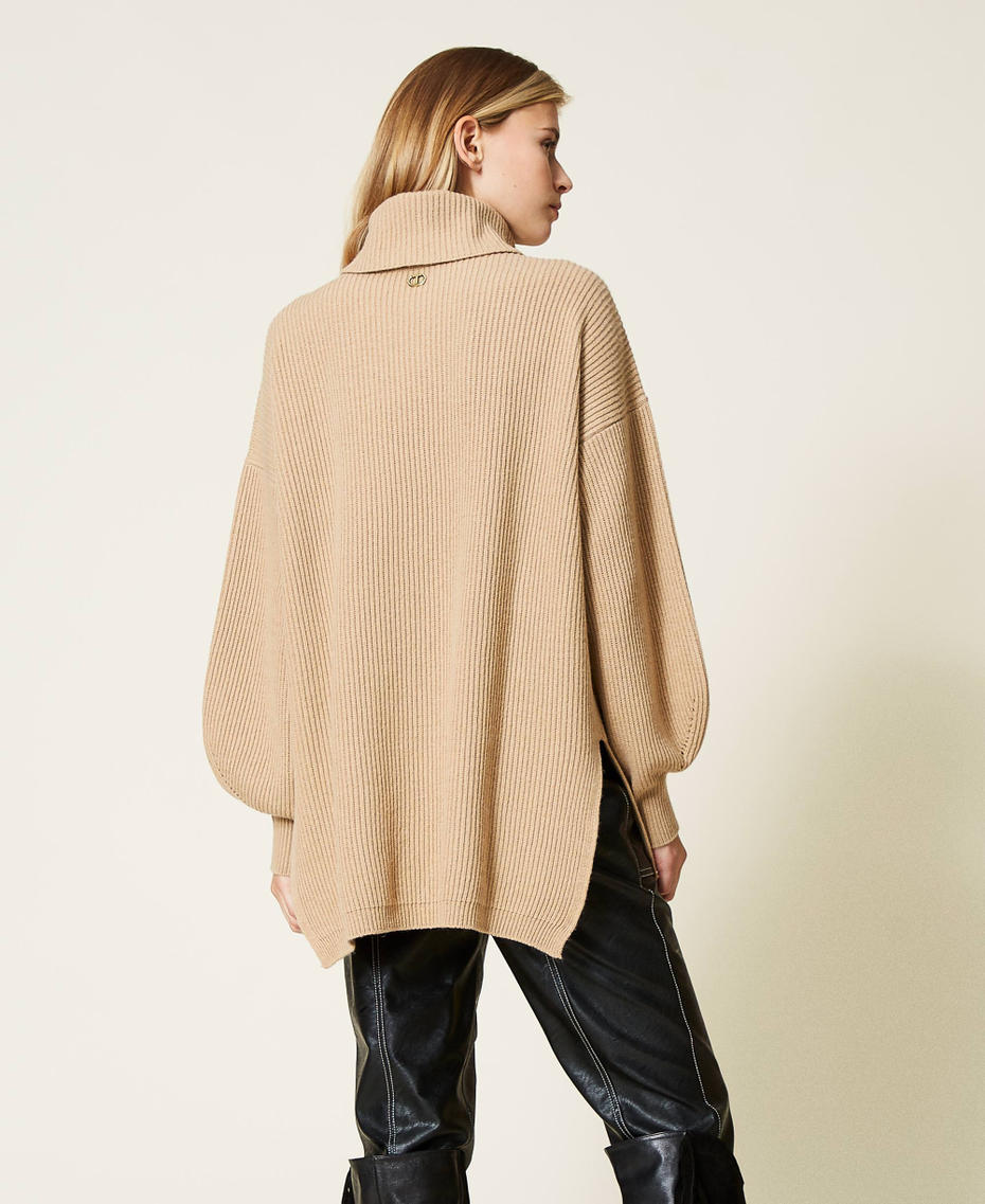Maxi maglia in misto lana a coste Beige "Golden Rock" Donna 212TT3302-03