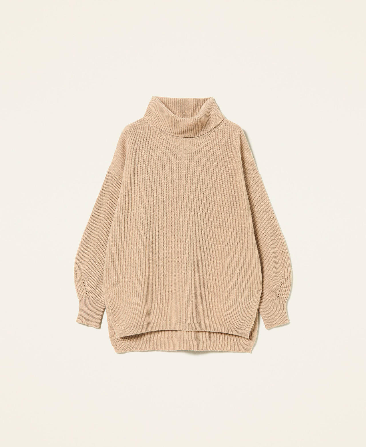 Maxi maglia in misto lana a coste Beige "Golden Rock" Donna 212TT3302-0S