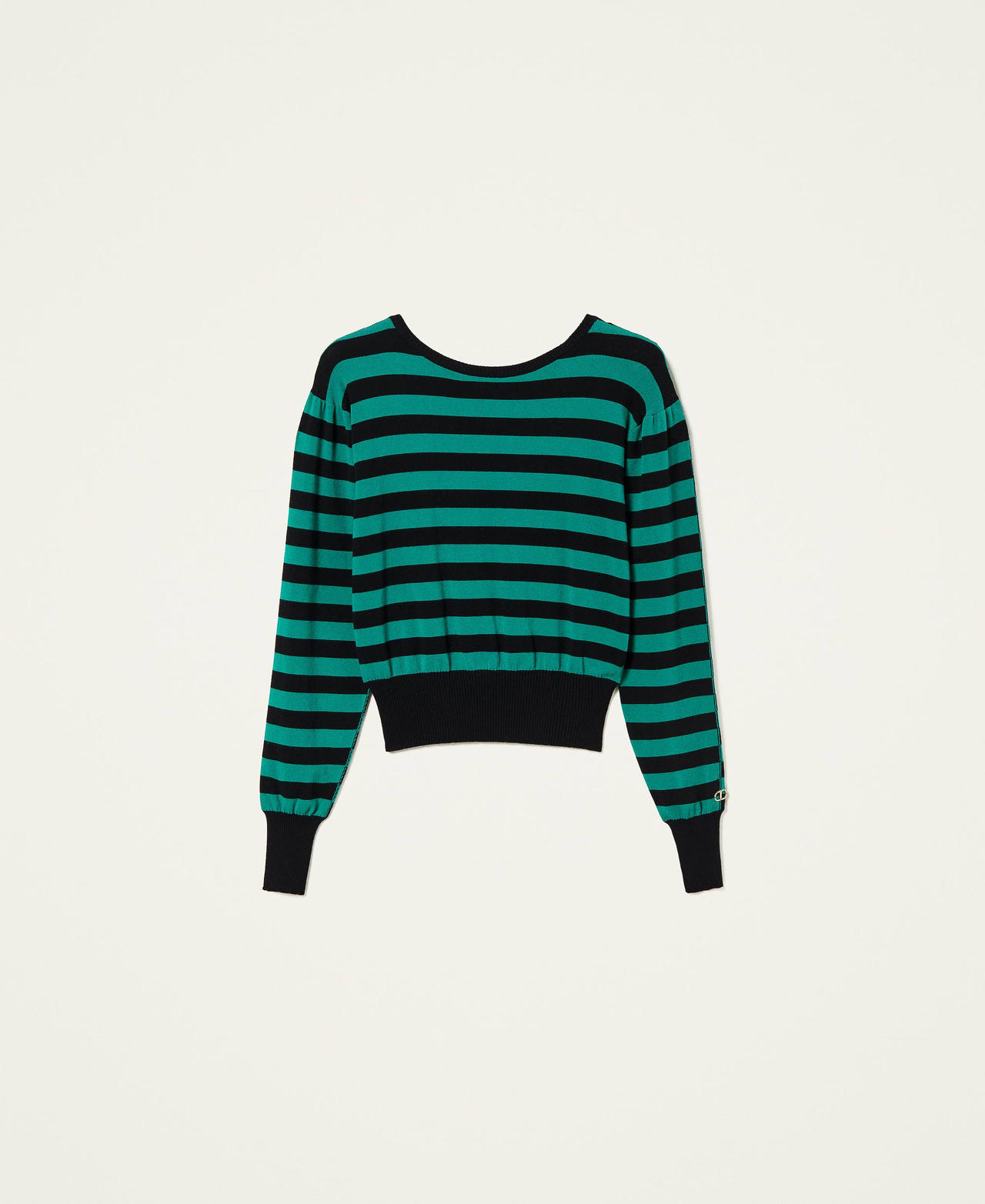 Dual-use striped jumper Black /”Python” Green Striped Woman 212TT3370-0S