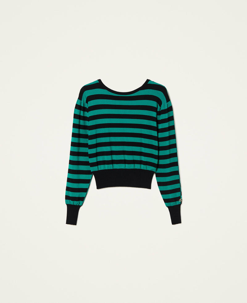 Pull double usage avec rayures Ray&eacute; Noir / Vert &laquo;&nbsp;Python&nbsp;&raquo; Femme 212TT3370-0S