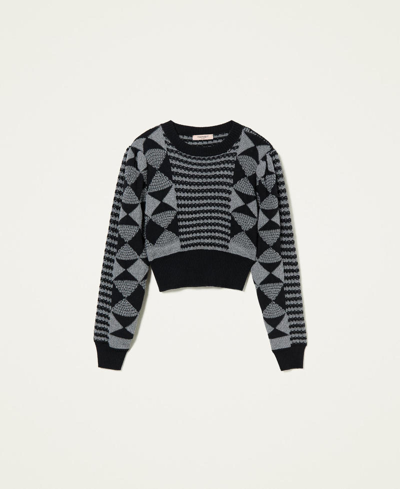 Maglia jacquard con disegni geometrici Jacquard Special Nero / Argento Donna 212TT3390-0S