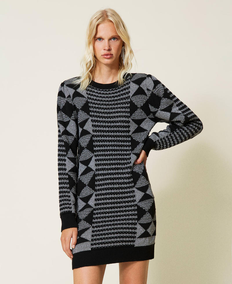 Abito jacquard con disegni geometrici Jacquard Special Nero / Argento Donna 212TT3391-02