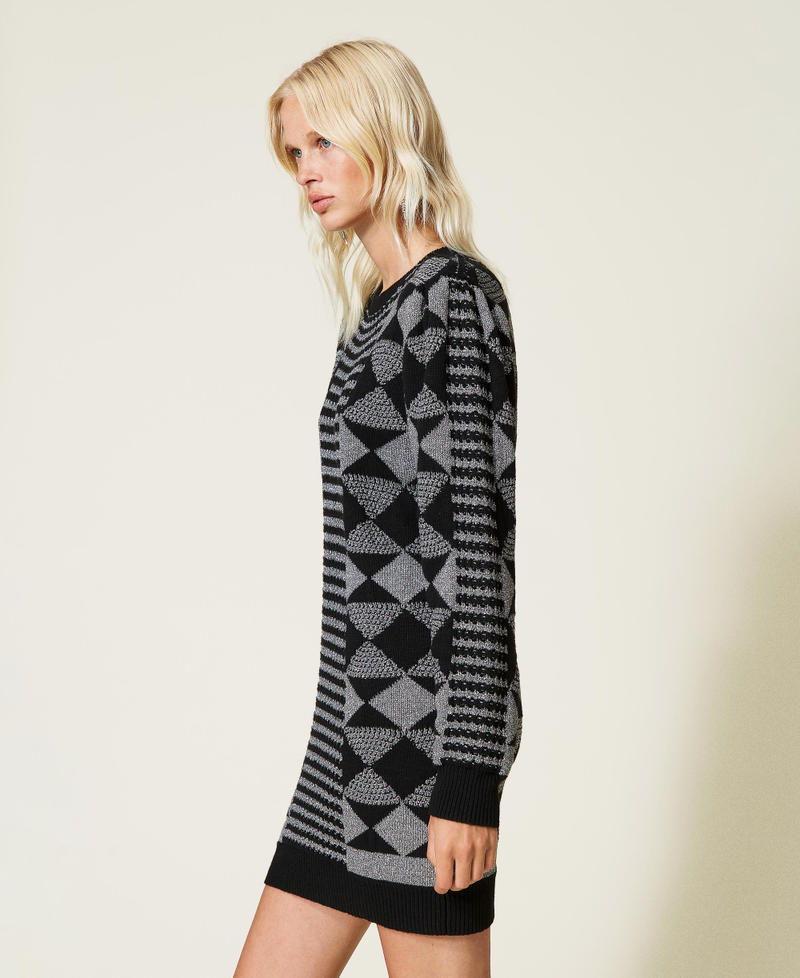 Abito jacquard con disegni geometrici Jacquard Special Nero / Argento Donna 212TT3391-03