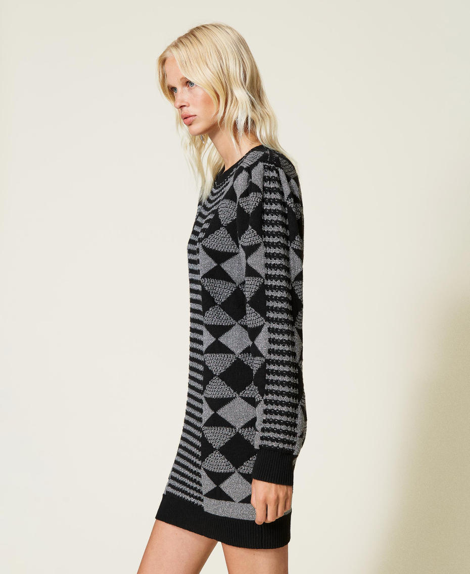 Abito jacquard con disegni geometrici Jacquard Special Nero / Argento Donna 212TT3391-03