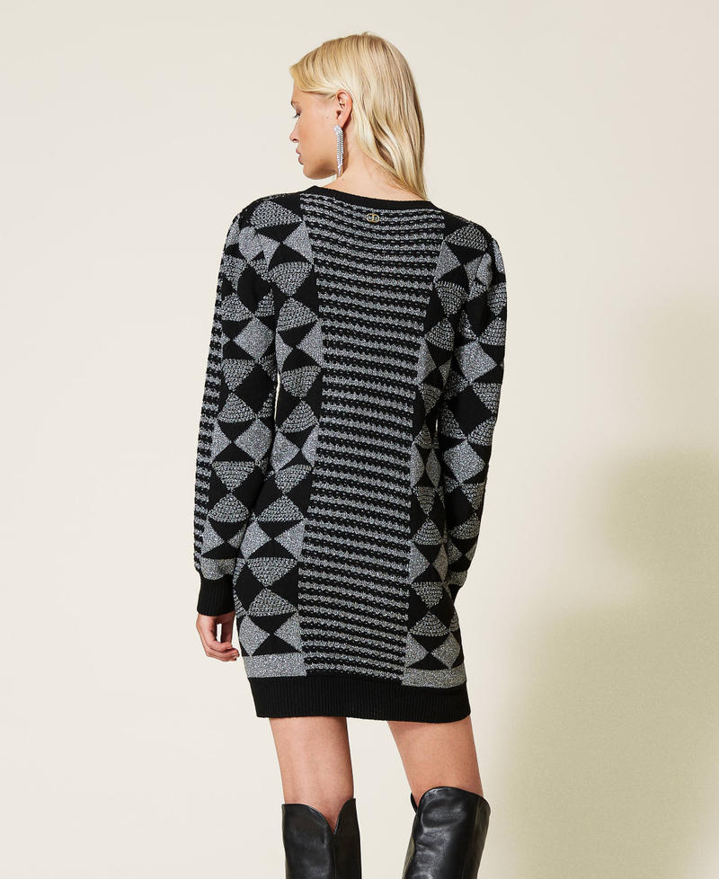Abito jacquard con disegni geometrici Jacquard Special Nero / Argento Donna 212TT3391-04