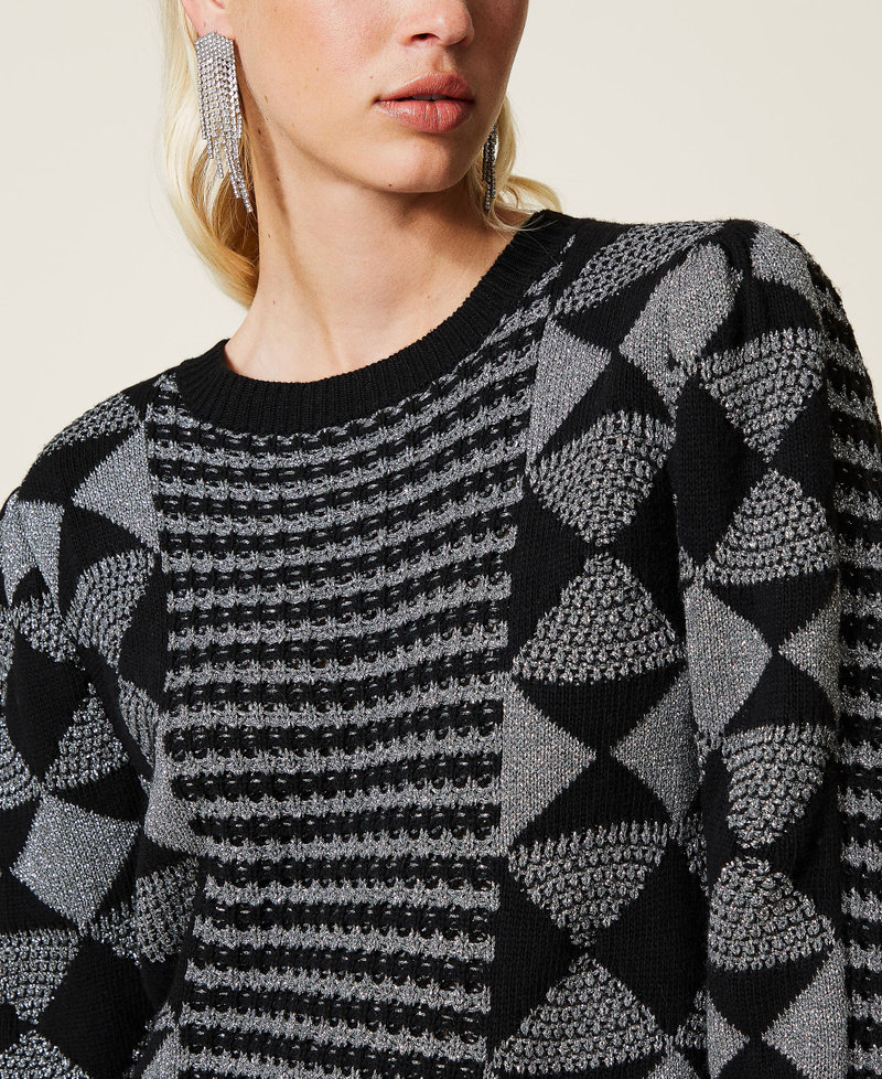 Abito jacquard con disegni geometrici Jacquard Special Nero / Argento Donna 212TT3391-06