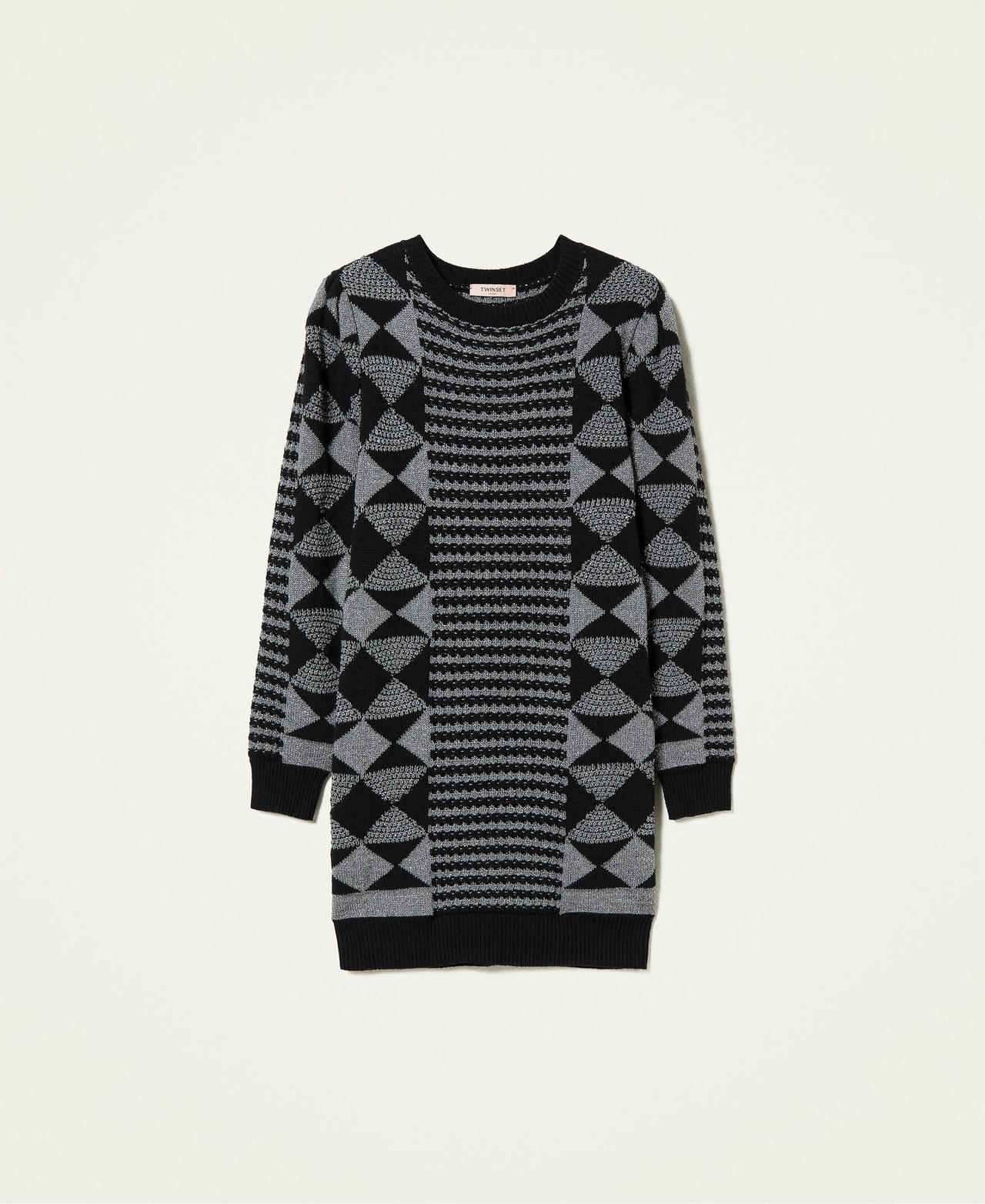Abito jacquard con disegni geometrici Jacquard Special Nero / Argento Donna 212TT3391-0S
