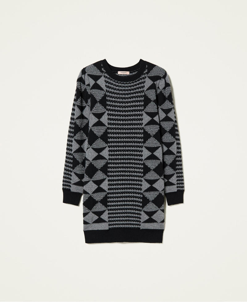 Abito jacquard con disegni geometrici Jacquard Special Nero / Argento Donna 212TT3391-0S