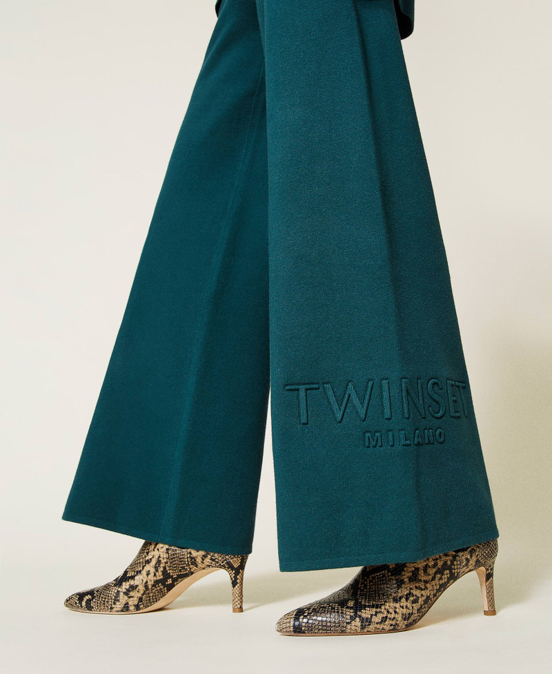 Pantal&oacute;n palazzo de punto Verde Oscuro Mujer 212TT3461-04