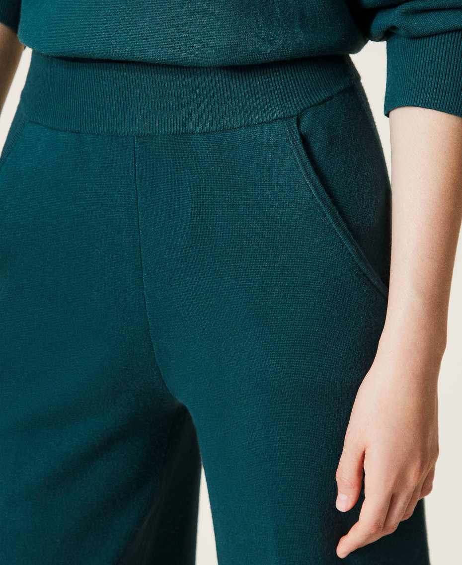 Pantal&oacute;n palazzo de punto Verde Oscuro Mujer 212TT3461-05