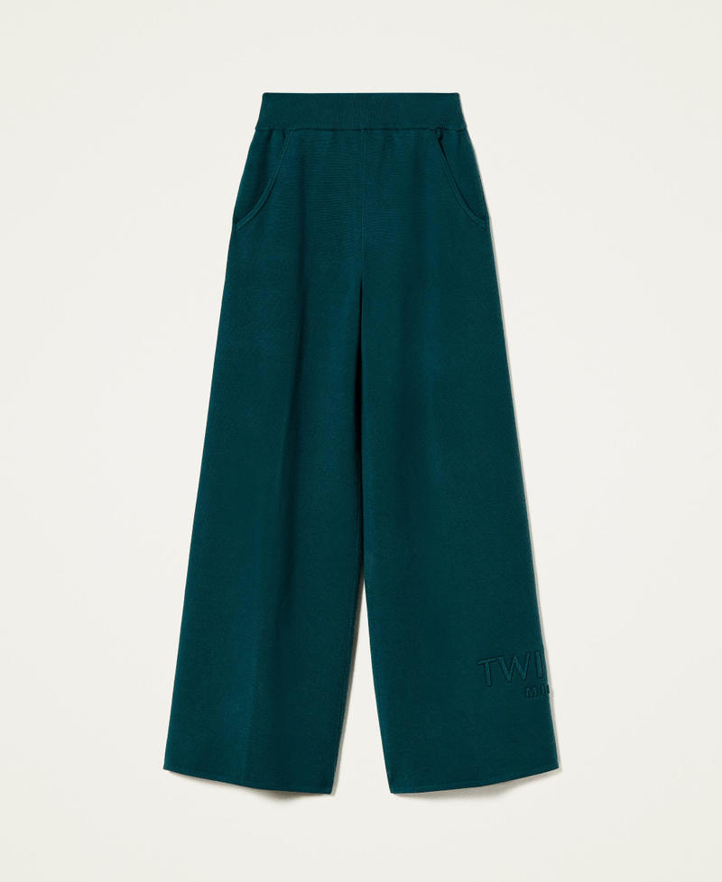 Pantal&oacute;n palazzo de punto Verde Oscuro Mujer 212TT3461-0S