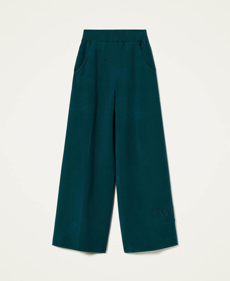 Pantal&oacute;n palazzo de punto Verde Oscuro Mujer 212TT3461-0S