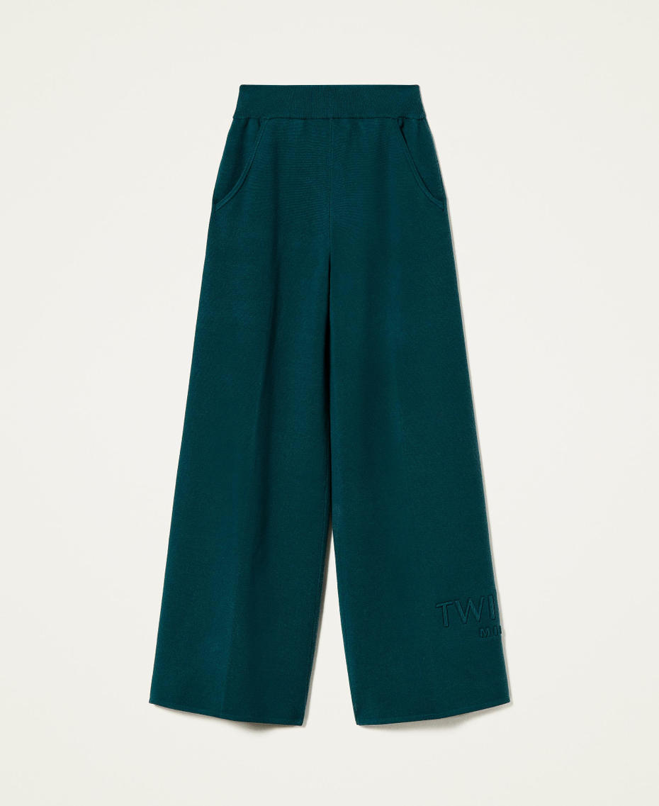 Knit palazzo trousers Dark Green Woman 212TT3461-0S