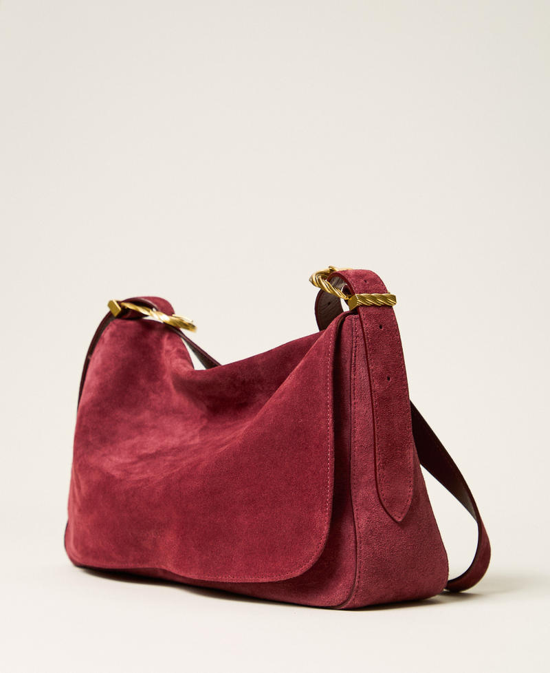 Liliane Tasche aus Veloursleder mit Schnallen Bordeaux Frau 262TD8240_00020_02
