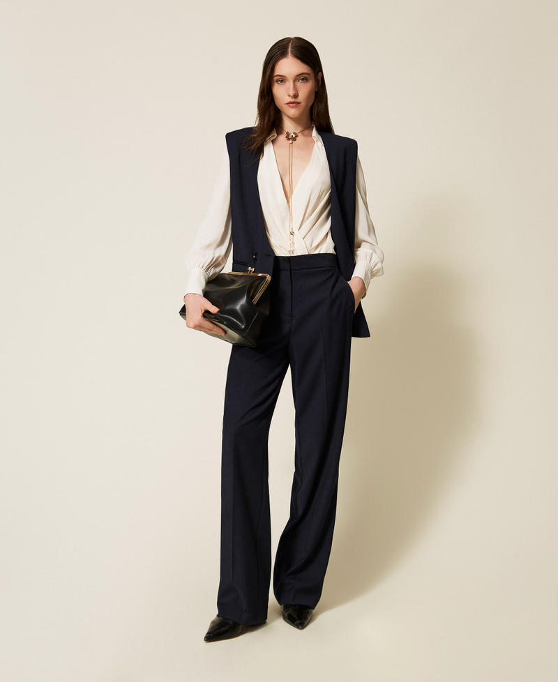 Pantaloni in misto lana Classic Blue Donna 252TT2127_11956_01