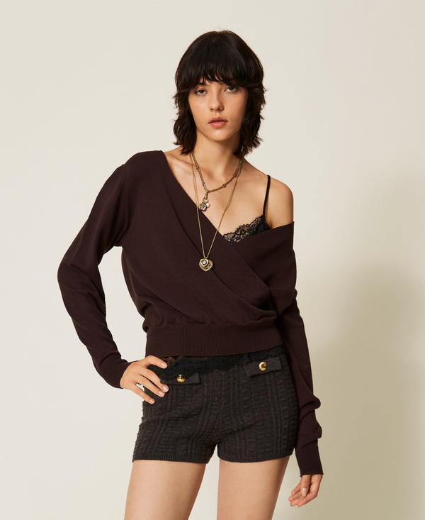 Pullover aus Viskosemischung mit Wickeldetail