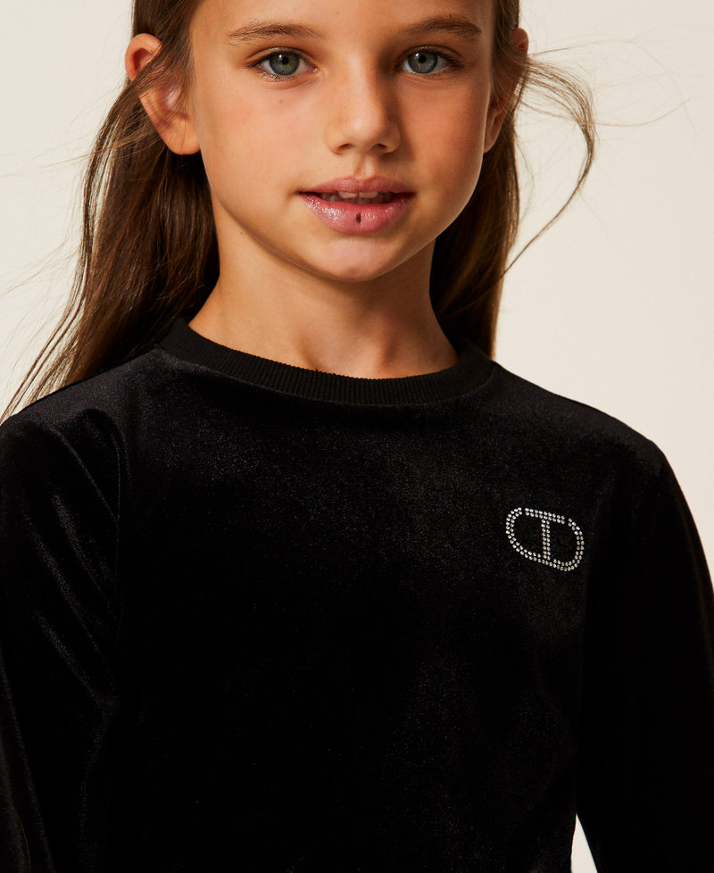 Chenille sweatshirt with Oval T Black Girl 252GJ2033_00006_04