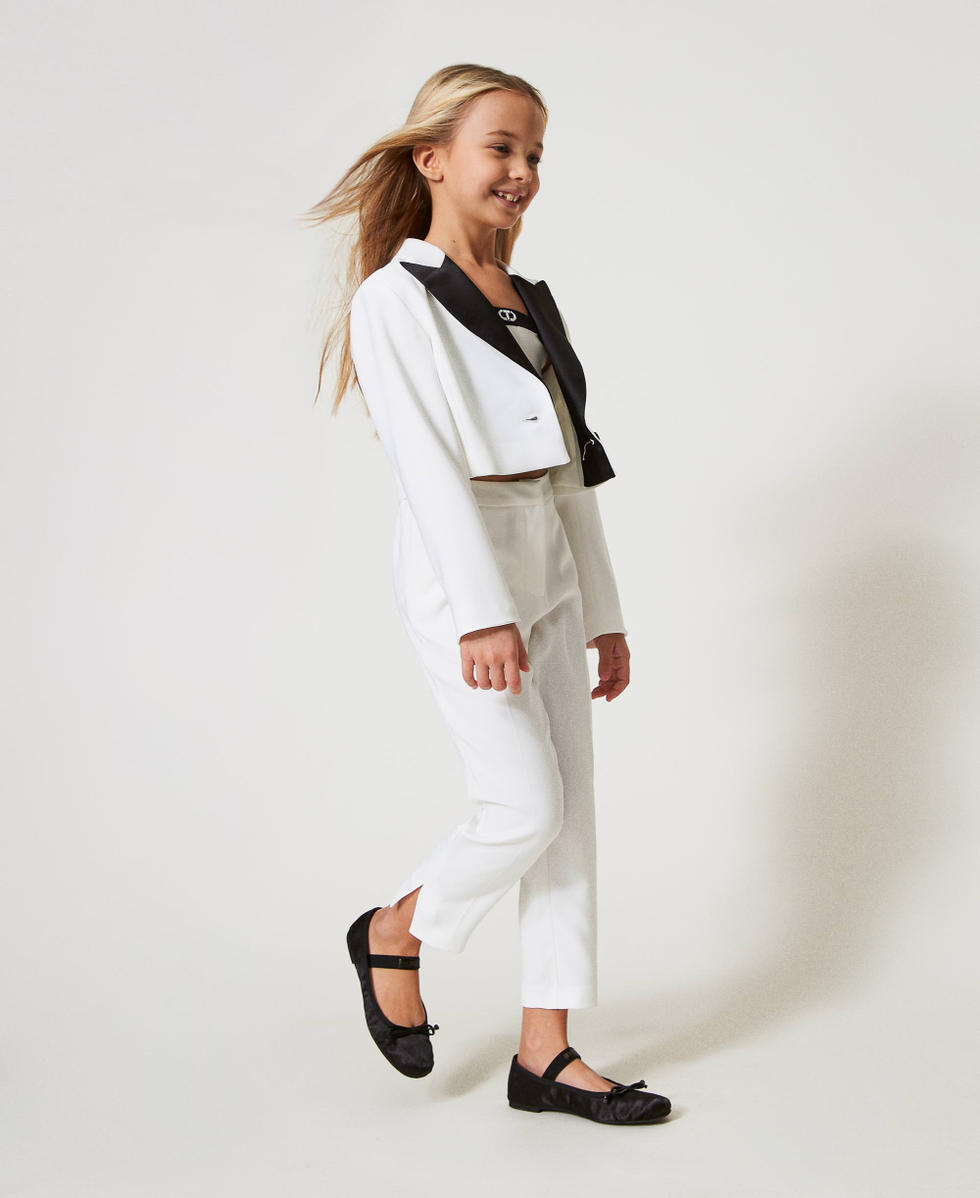 Pantalon en cr&ecirc;pe avec fentes Blanc "Ice" Fille 251GJ2QN3_00808_02