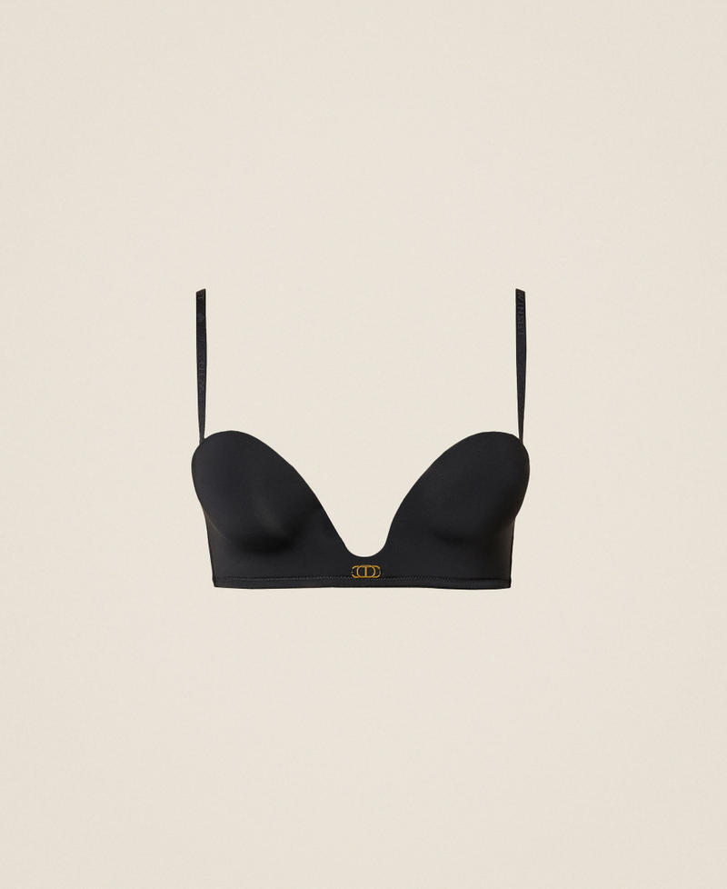 Bandeau bikini top with Oval T Black Woman 252LL6A12_00006_S0