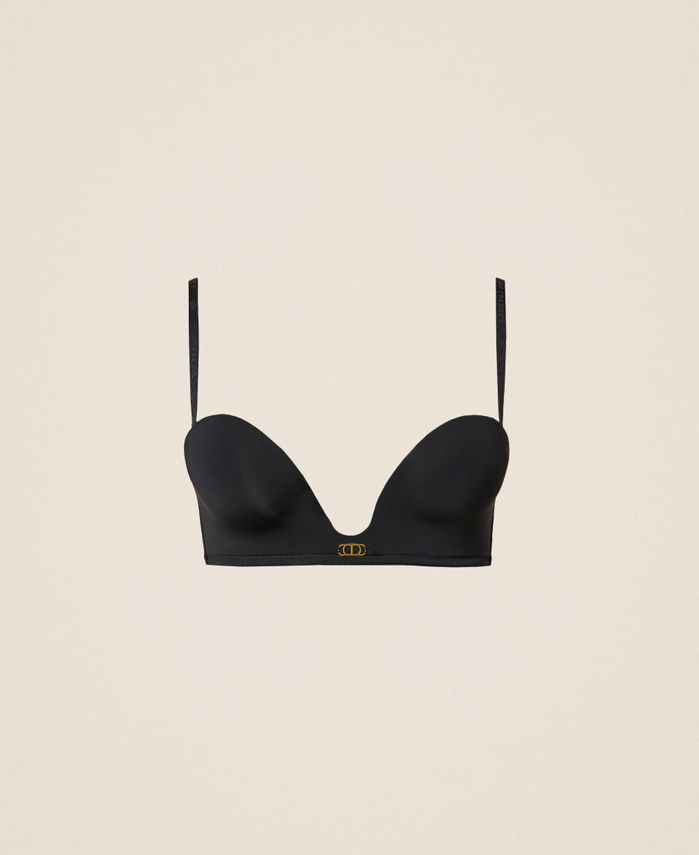 Bandeau bikini top with Oval T