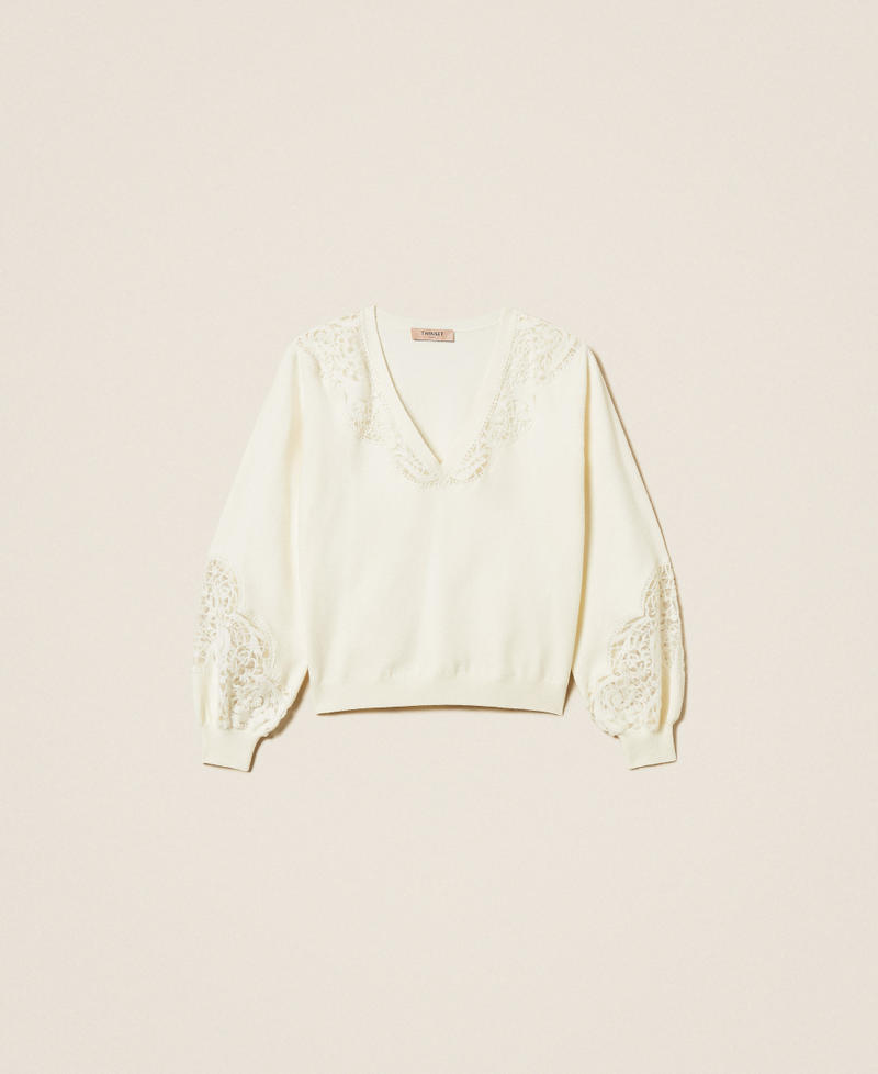 Jumper with embroidered inlays White Snow Woman 252TT3440_00282_S0