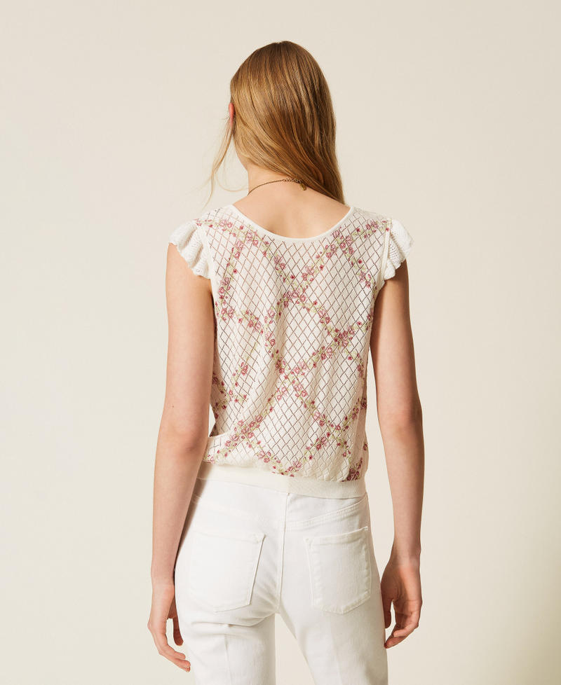 Multi function knit top with cherry print Delicate Geometries Pastel Print Woman 261TT3271_13589_03