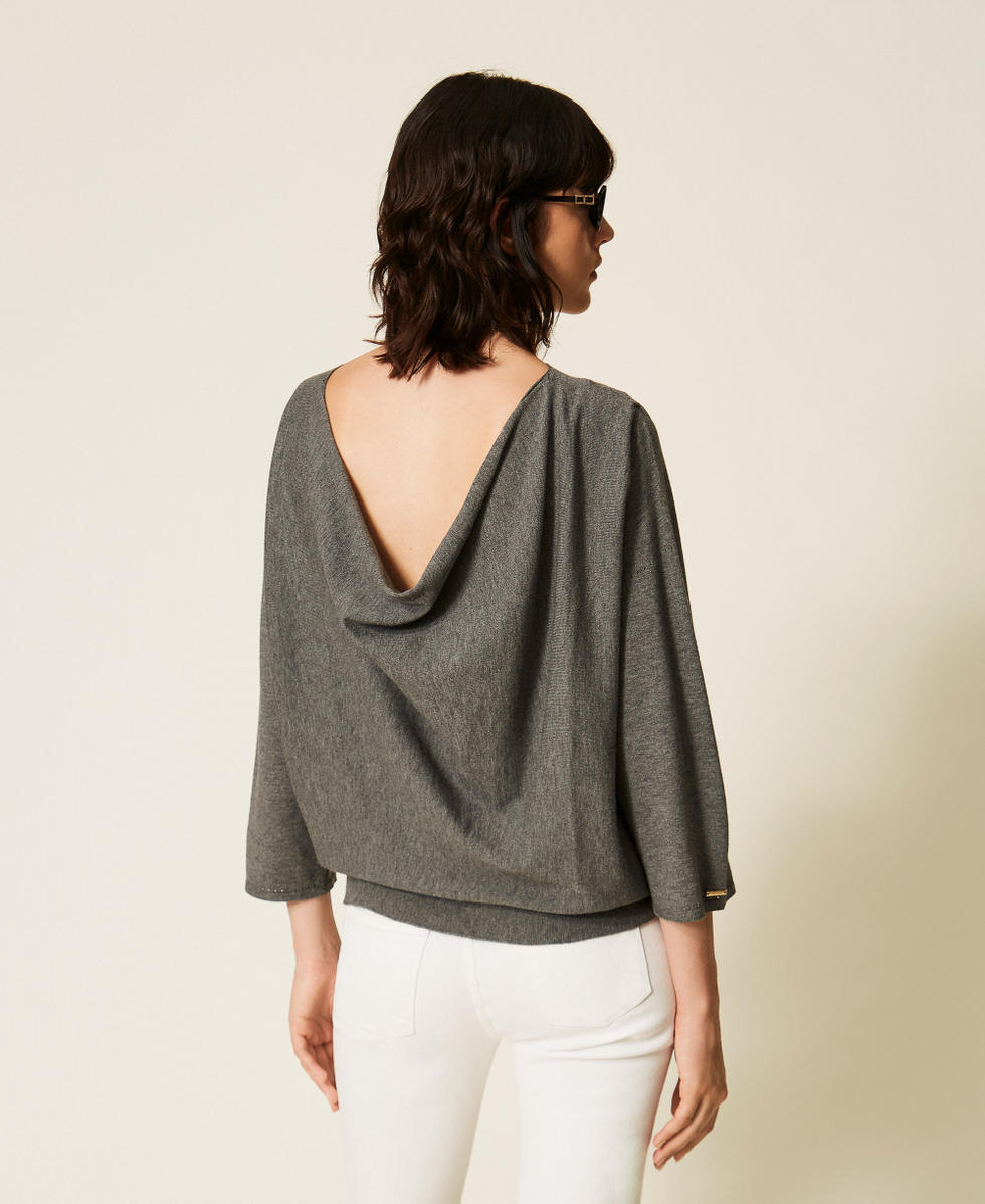 Dual-use maxi jumper Mid Grey Melange Woman 262TP3Q11_12838_05