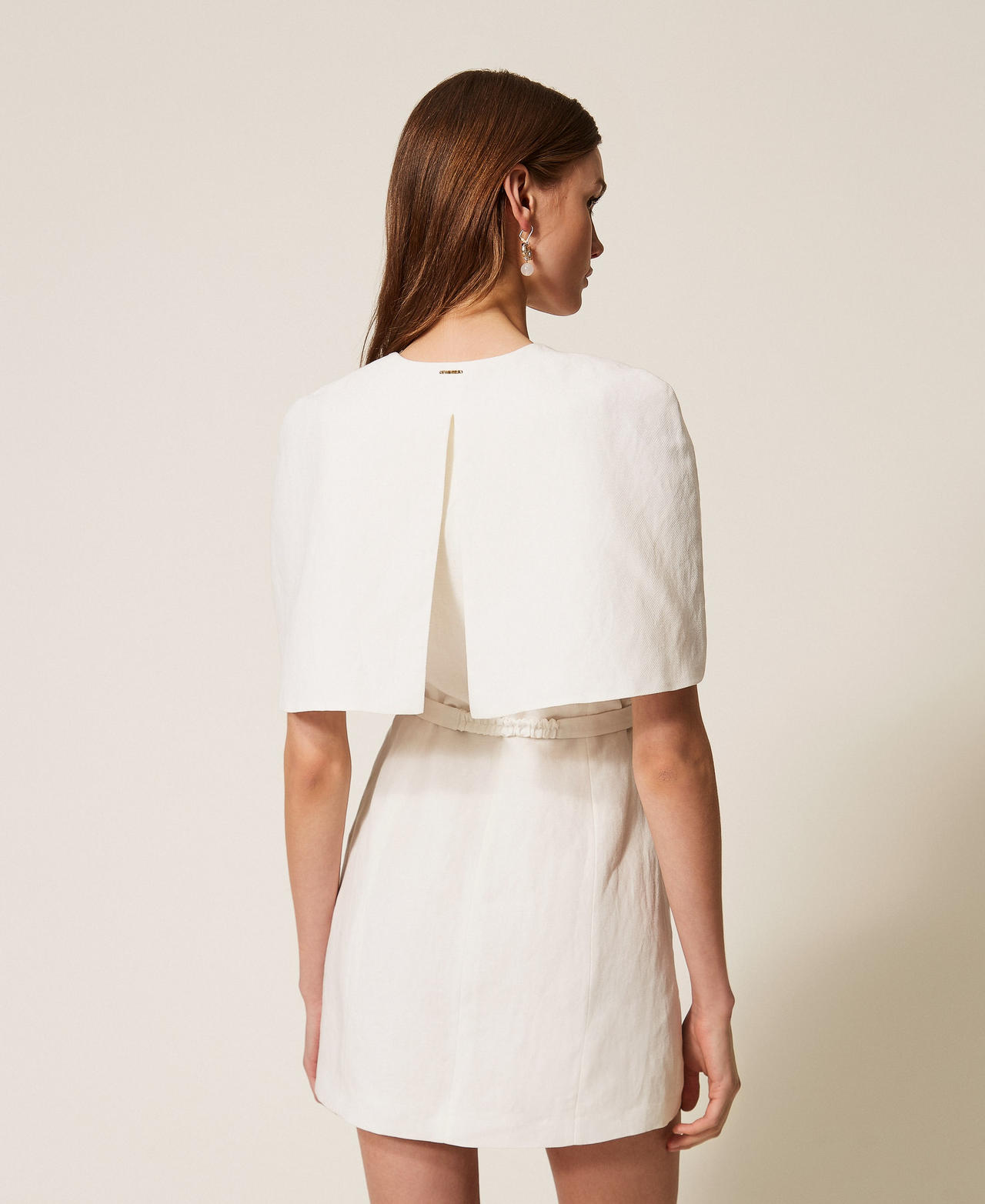 Robe courte cape en lin m&eacute;lang&eacute; Nacre Femme 261TP2451_00059_03