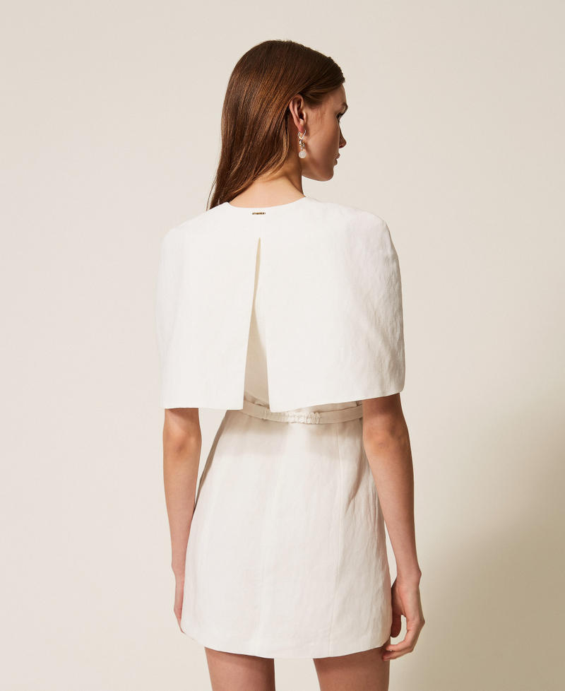 Robe courte cape en lin m&eacute;lang&eacute; Nacre Femme 261TP2451_00059_03
