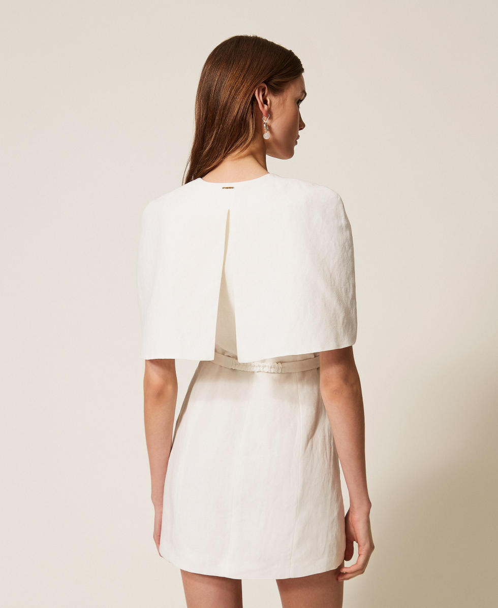 Short linen blend cape dress Mother Of Pearl Woman 261TP2451_00059_03