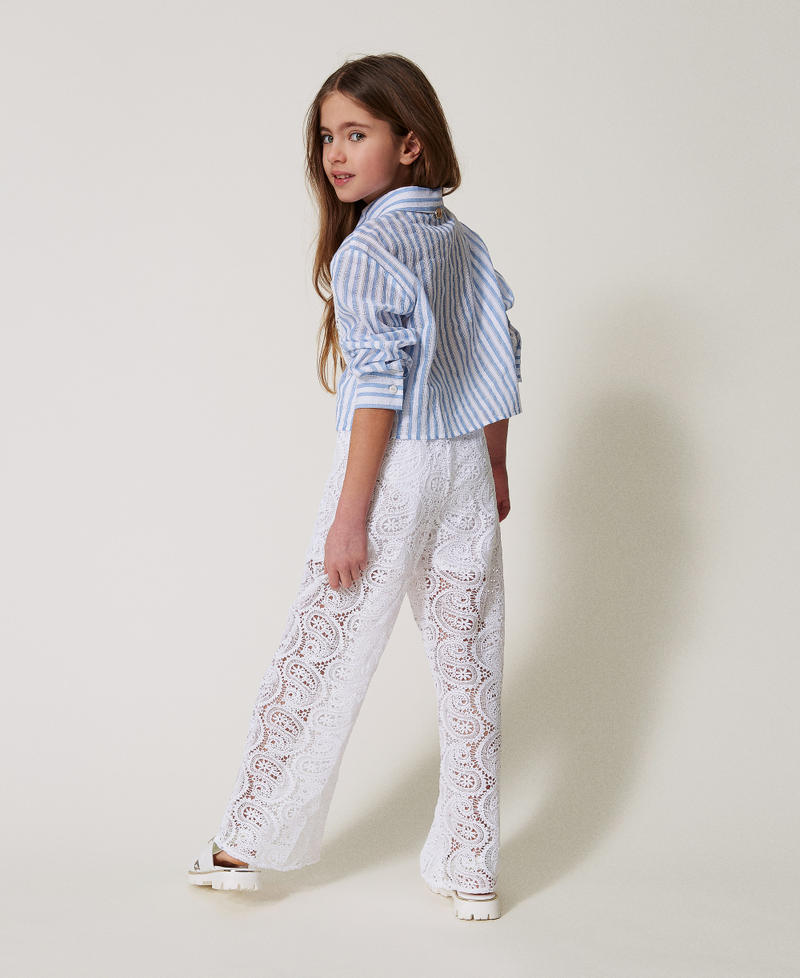 Macram&eacute; lace straight fit trousers "Ice" White Girl 251GJ2QR4_00808_03