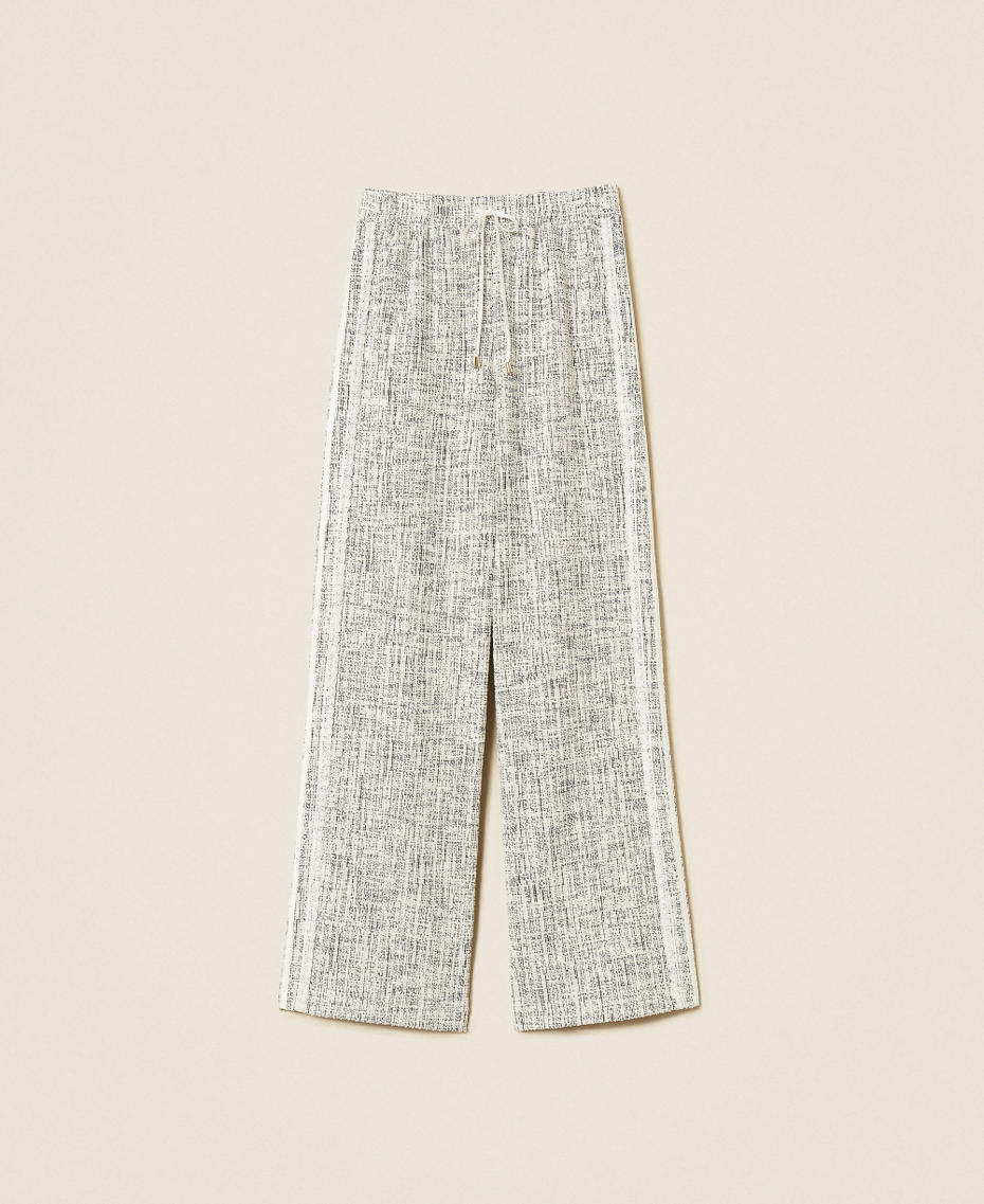 Weaved sweatpants Off White/Black Tweed Woman 262LI2HBB_13877_S0