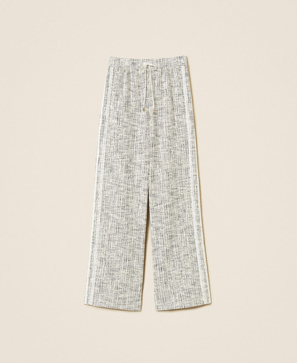 Weaved sweatpants Off White/Black Tweed Woman 262LI2HBB_13877_S0