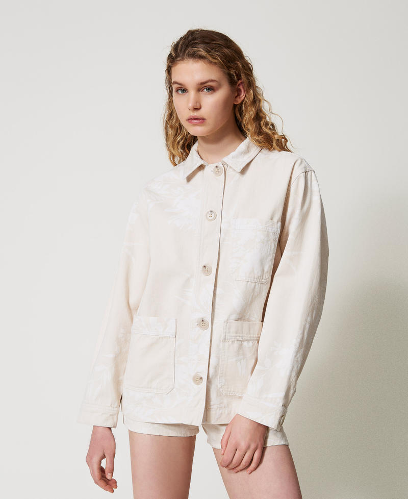 Floral bull jacket Snow/Parchment Floral Print Woman 251TT2200_12493_02