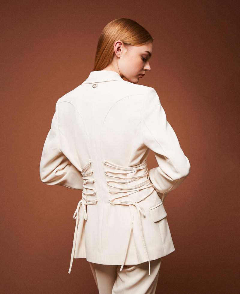Crêpe cady blazer with ties Mother Of Pearl Woman 252TP2285_00059_PC