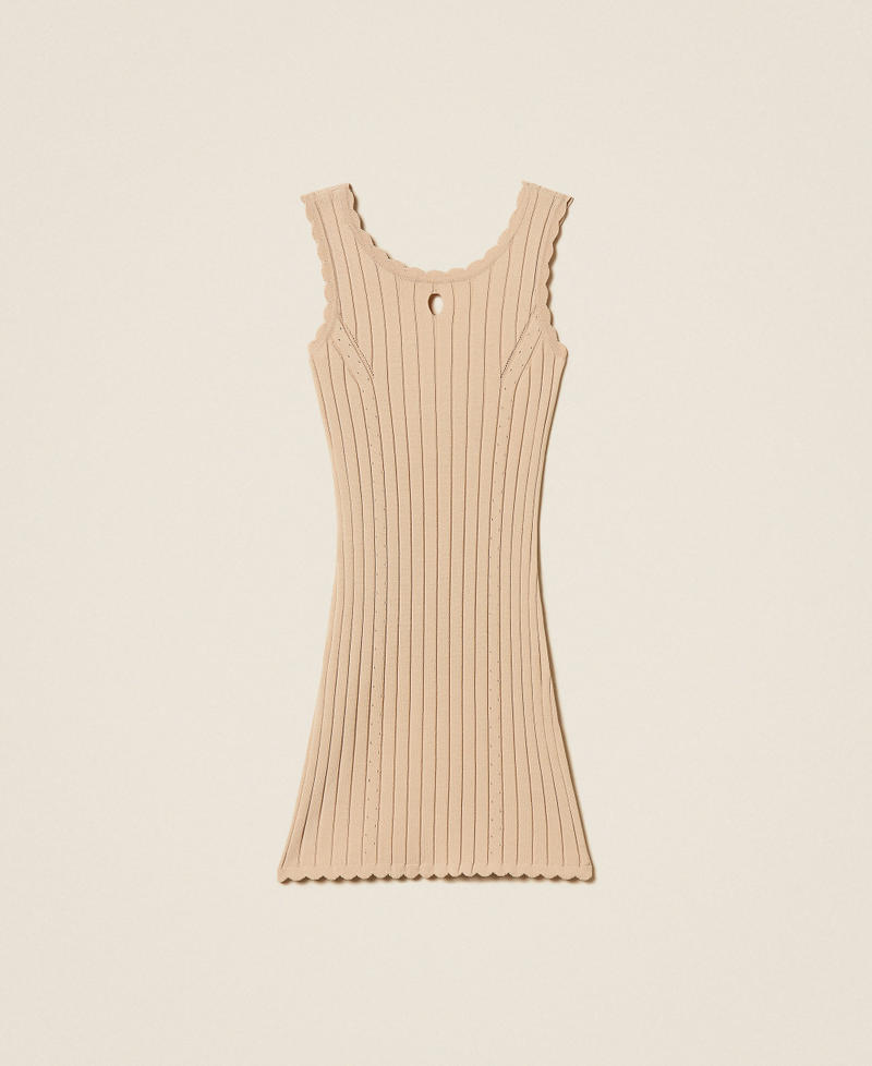 Kurzes Kleid in Rippstrick Safaribeige M&auml;dchen 261GJ3014_13191_S0
