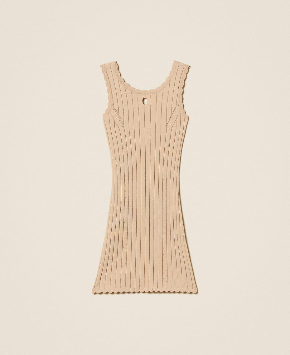 Kurzes Kleid in Rippstrick Safaribeige M&auml;dchen 261GJ3014_13191_S0