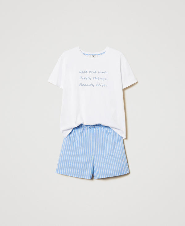 Pijama con bordado y rayas