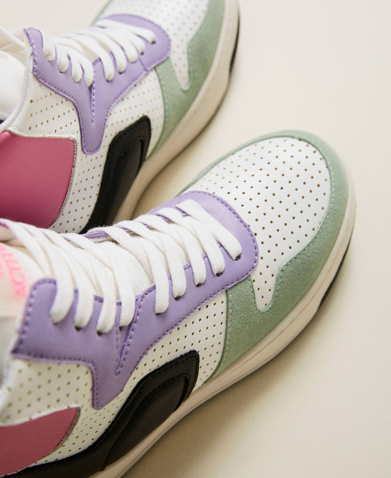 Hightop-Sneakers im Color-Block-Look Multicolor Off White / „Misty Jade“-Grün / „Hot Pink“-Rosa / Schwarz Frau 221ACT074-02