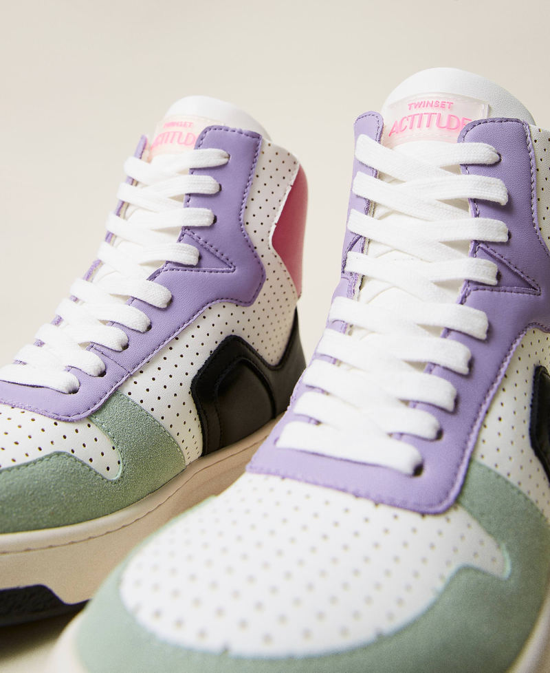 Hightop-Sneakers im Color-Block-Look Multicolor Off White / „Misty Jade“-Grün / „Hot Pink“-Rosa / Schwarz Frau 221ACT074-05