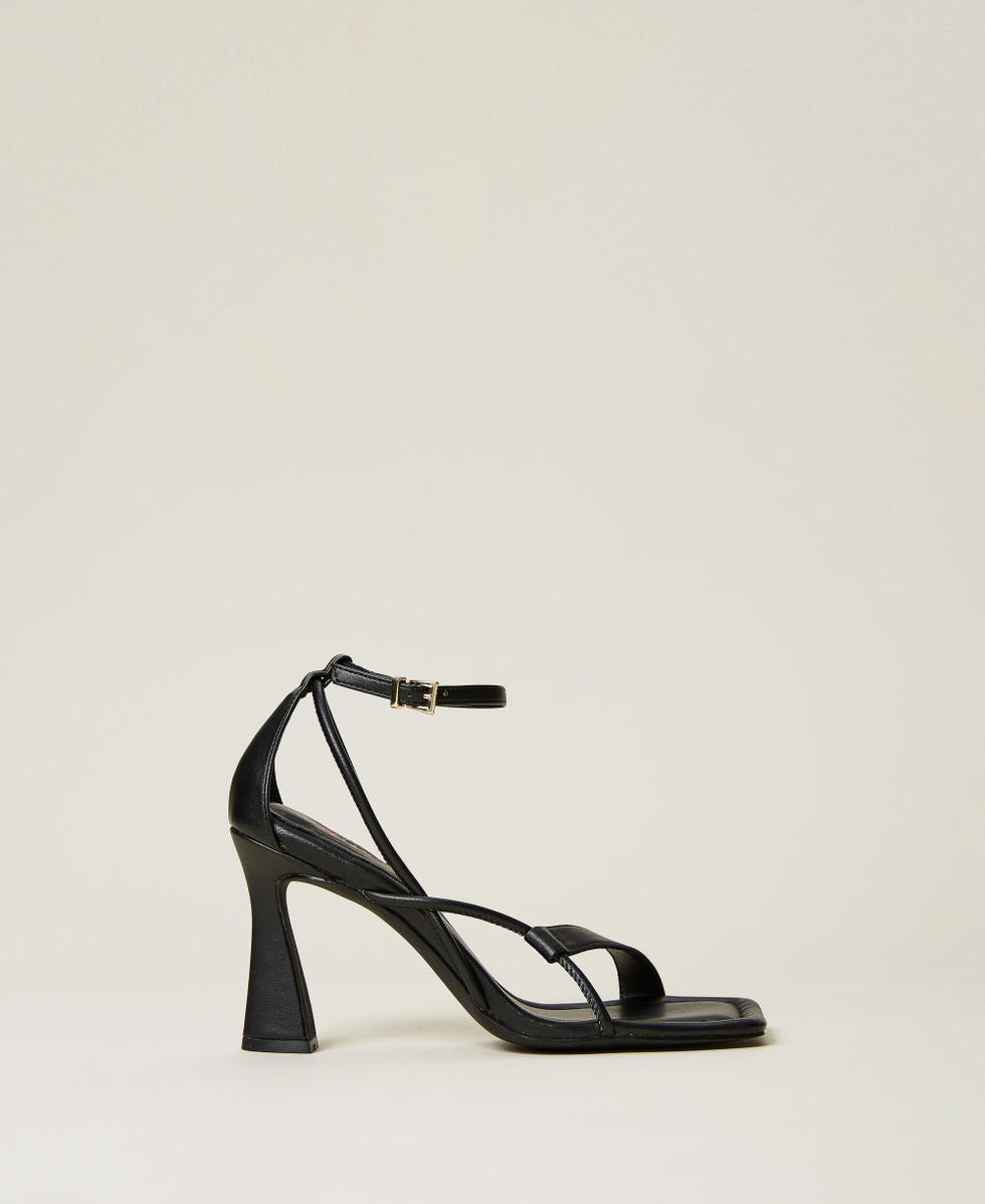 Sandales montantes avec lani res Femme Noir TWINSET Milano