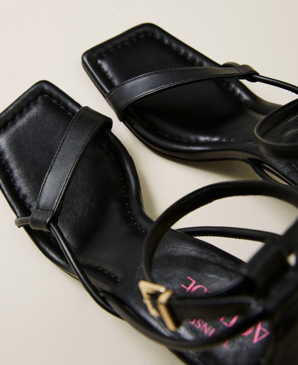 High sandals with straps