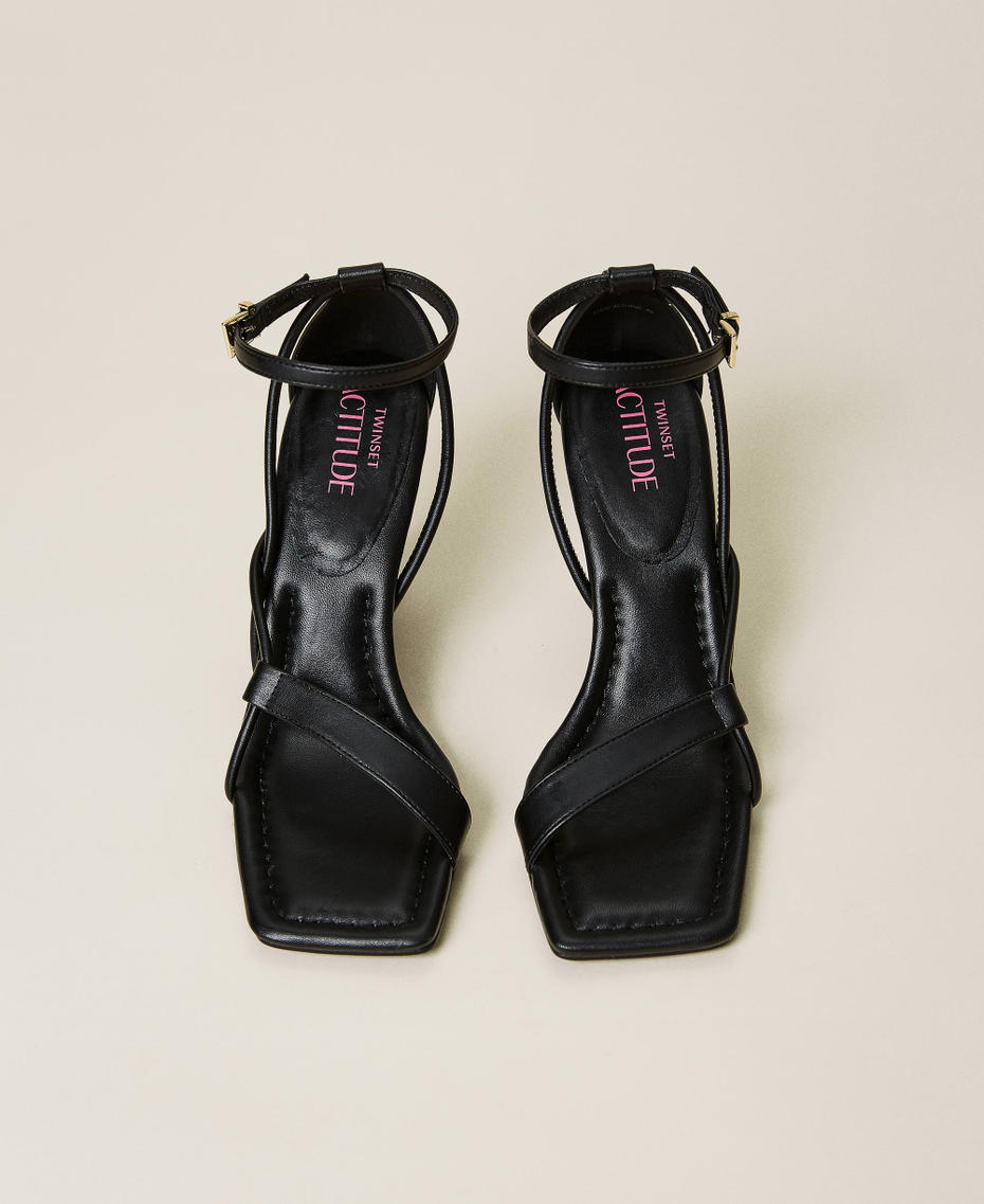 High sandals with straps