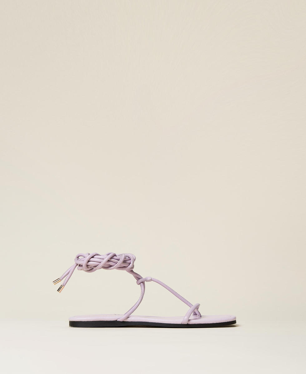 Flat thong sandals with laces Woman Purple TWINSET Milano