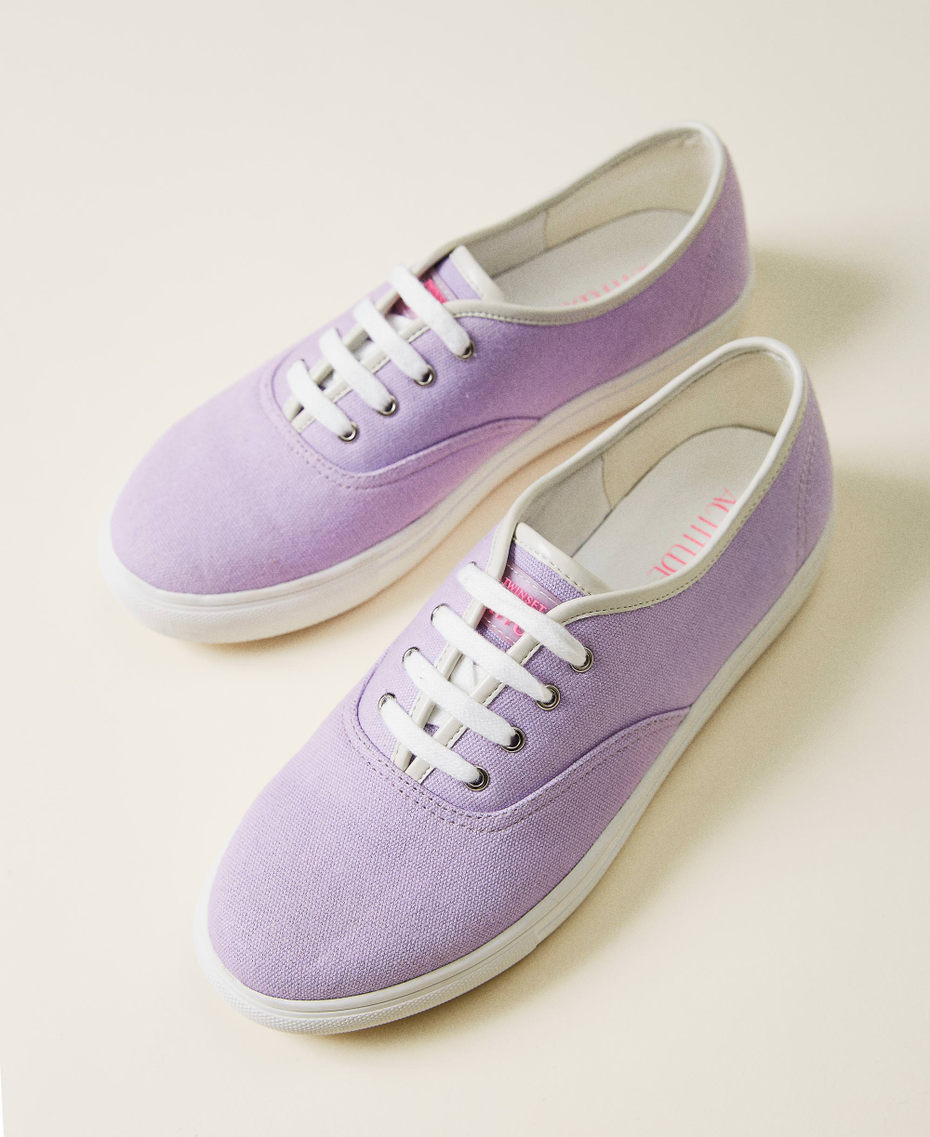 Lace-up fabric trainers "Pastel Lilac” Woman 221ACT150-01