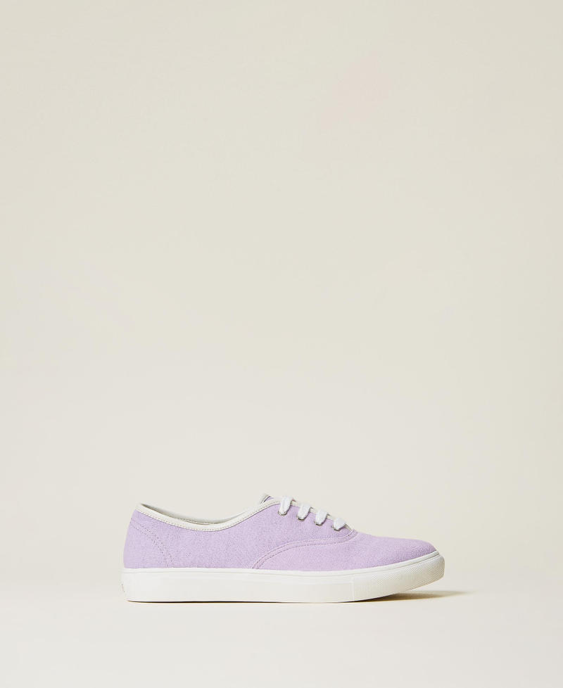 Lace-up fabric trainers "Pastel Lilac” Woman 221ACT150-02