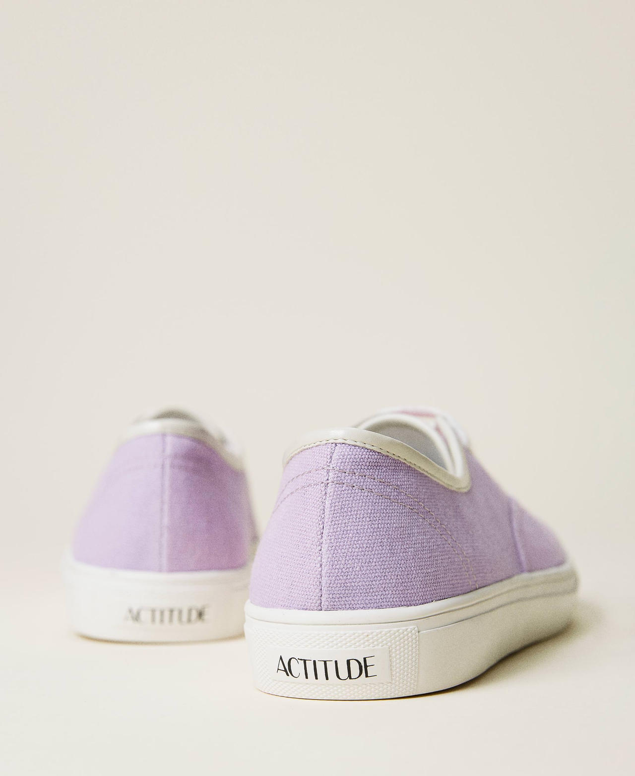 Lace-up fabric trainers "Pastel Lilac” Woman 221ACT150-03